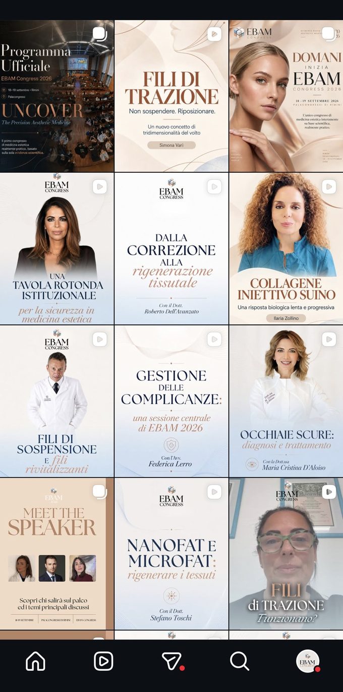 Profilo Instagram di EBAM dopo